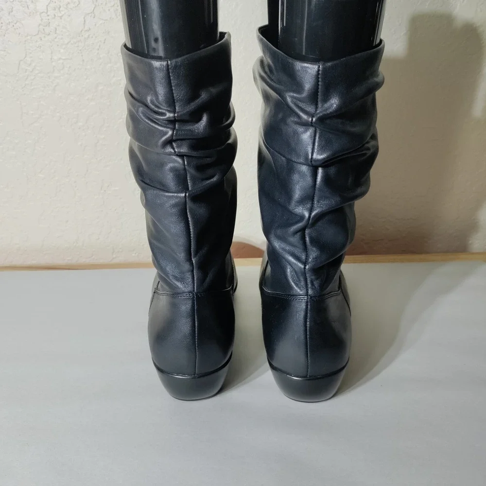 Dansko Womens Black Leather Slouch Mid Calf Boots Size 41 2205020200 Comfort